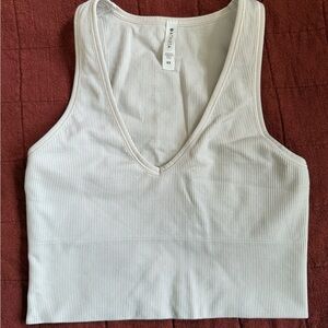 Athleta Cream Ribbed Tank Top